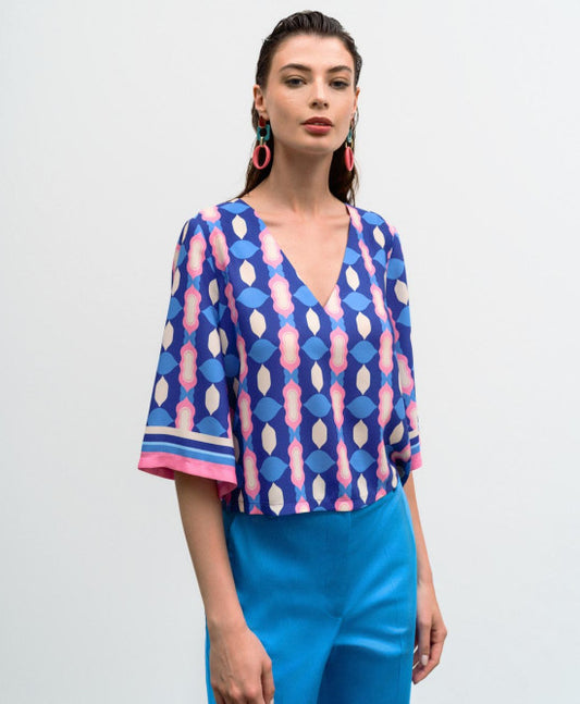 ACCESS FASHION - Blusa stampata con scollo a V