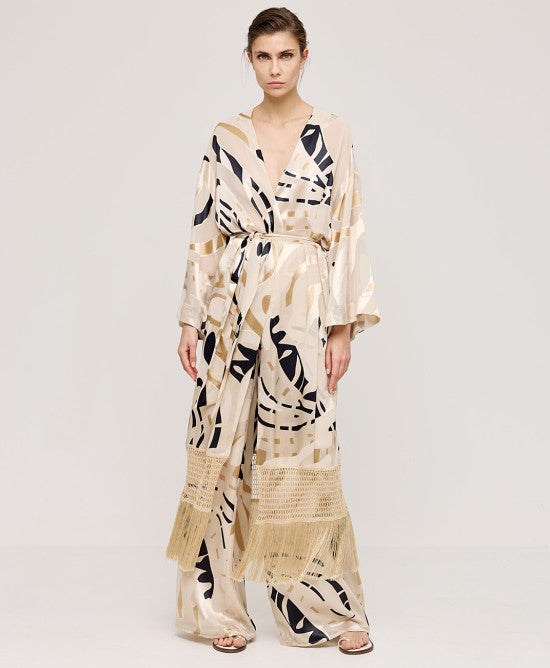 ACCESS FASHION - Abito kimono con frange