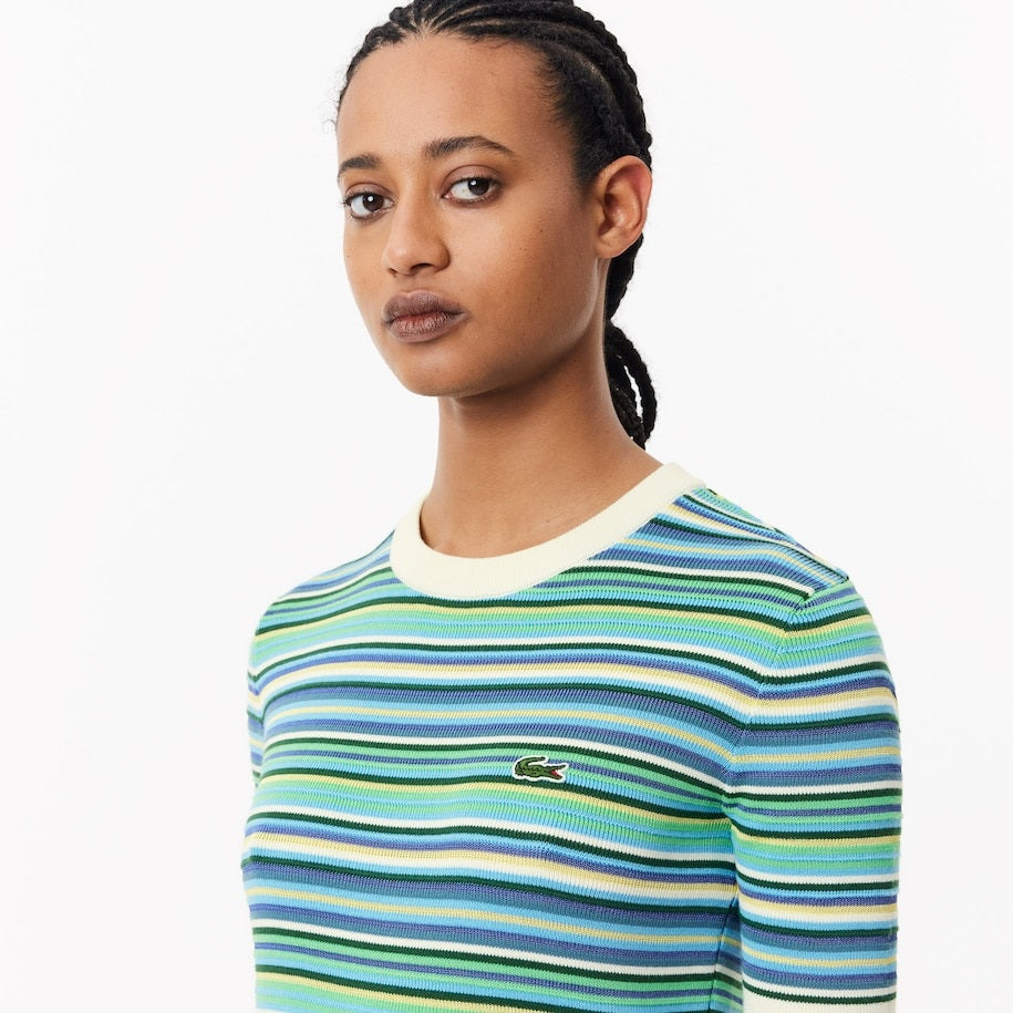 LACOSTE - PULLOVER IN COTONE A RIGHE A MANICHE CORTE