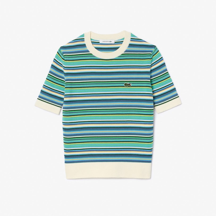 LACOSTE - PULLOVER IN COTONE A RIGHE A MANICHE CORTE