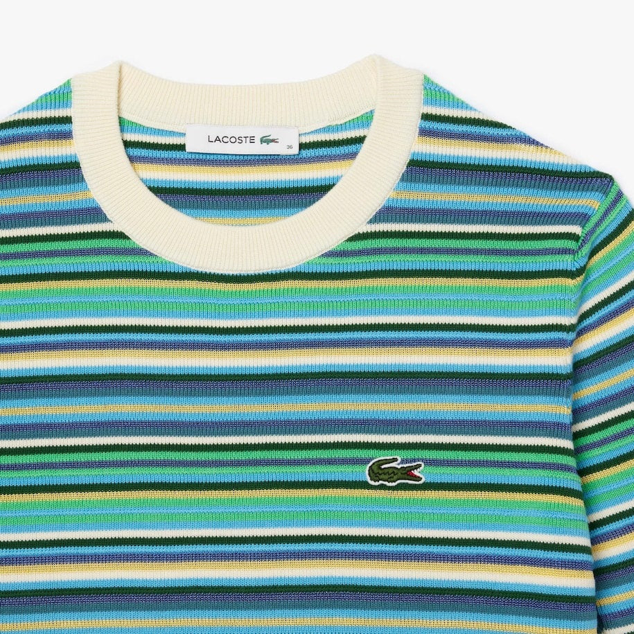 LACOSTE - PULLOVER IN COTONE A RIGHE A MANICHE CORTE