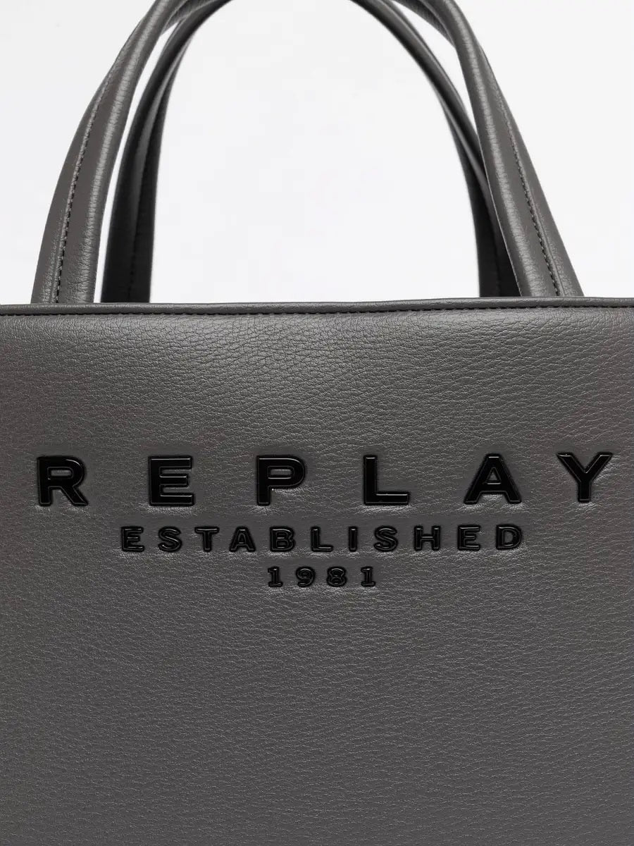 REPLAY - BORSA A MANO EFFETTO MARTELLATO