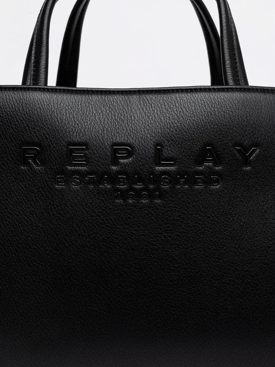 REPLAY - BORSA A MANO EFFETTO MARTELLATO