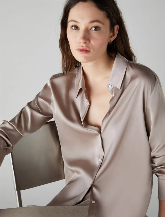 EMME MARELLA - Camicia in raso stretch NAPLES