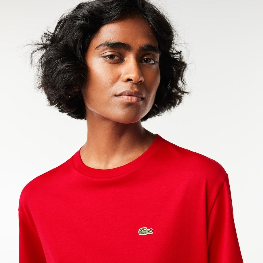 LACOSTE - T-SHIRT DA DONNA IN COTONE DI QUALITÀ ELEVATA CON COLLO ROTONDO