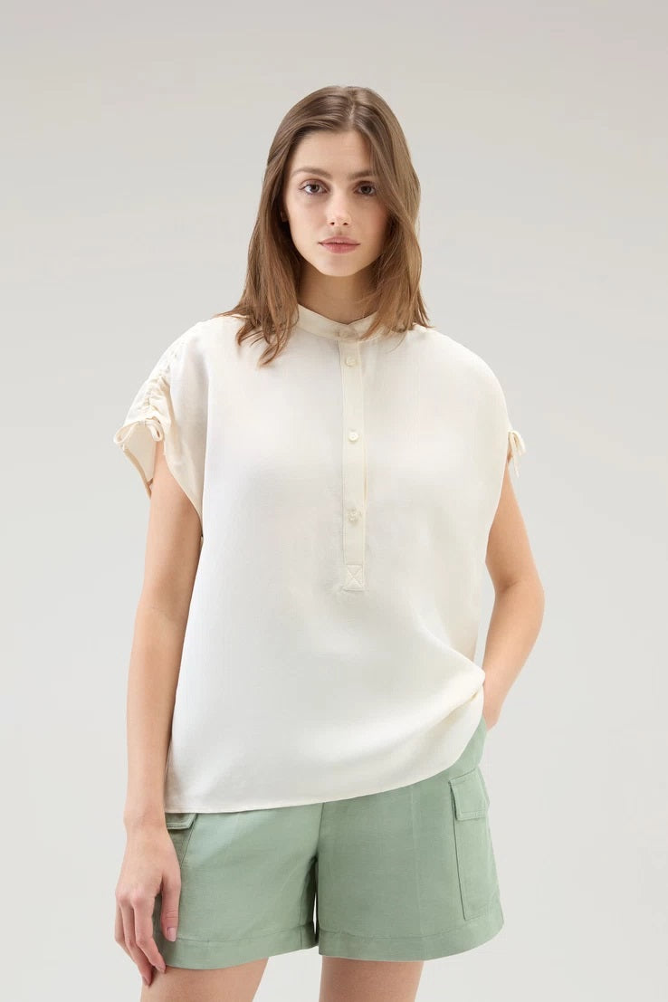 WOOLRICH - Blusa in misto lino