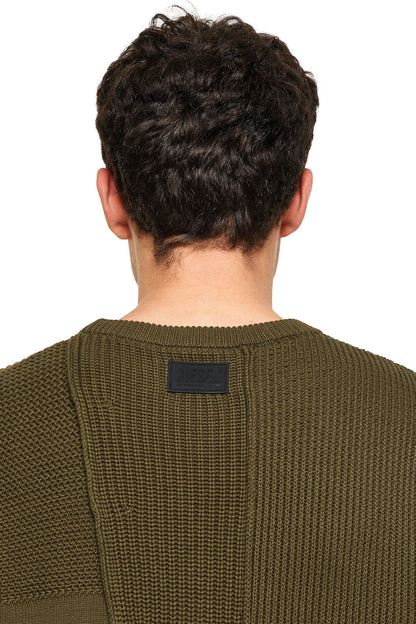 DIESEL - Pullover patchwork in maglia testurizzata K-YUKON