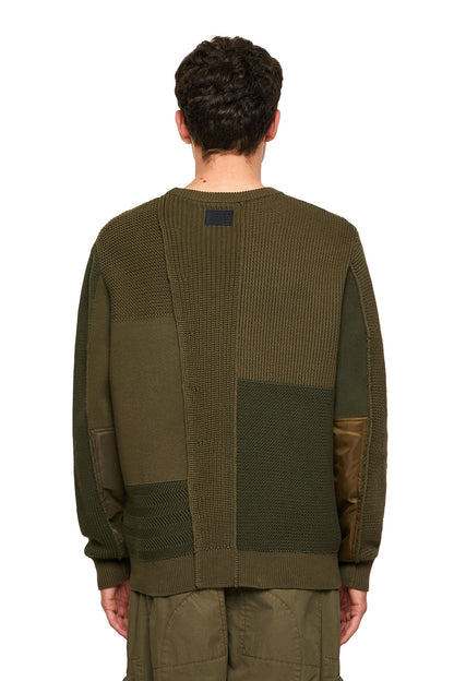 DIESEL - Pullover patchwork in maglia testurizzata K-YUKON