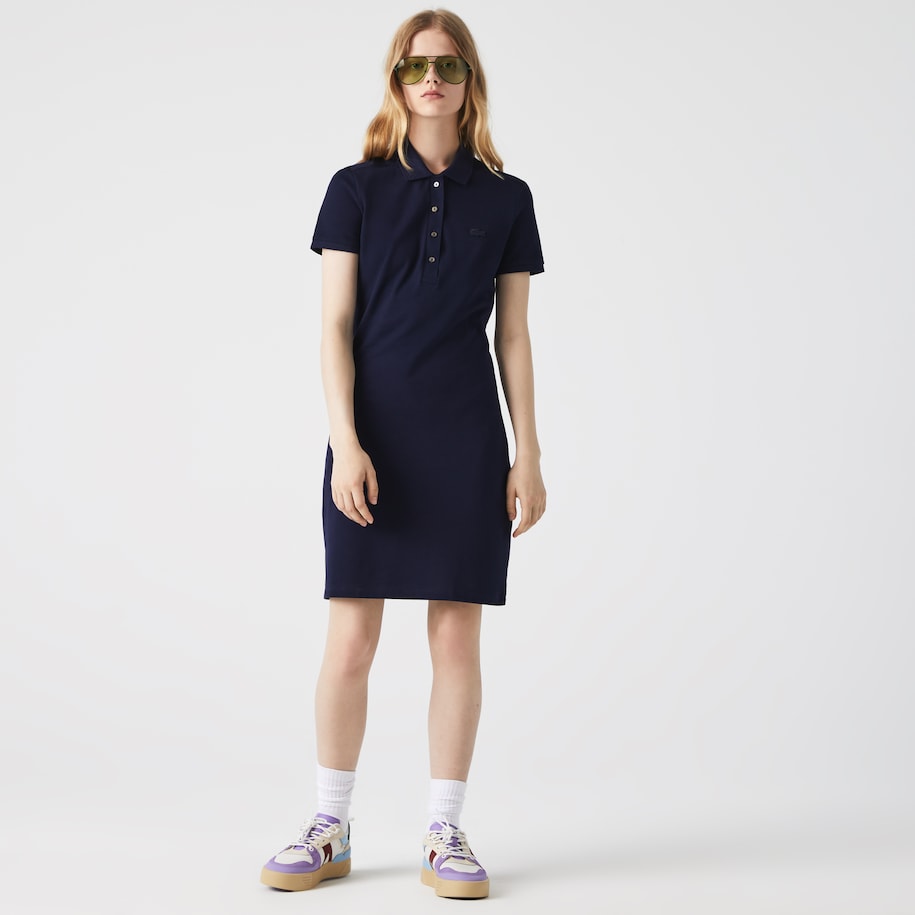 LACOSTE - Vestito a polo da donna in piqué di cotone stretch