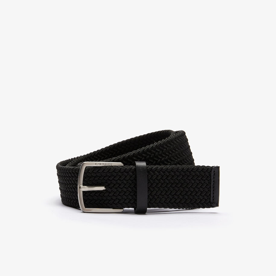 LACOSTE - Cintura da uomo in maglia elasticizzata con fibbia con incisione Lacoste