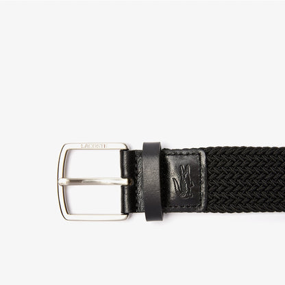 LACOSTE - Cintura da uomo in maglia elasticizzata con fibbia con incisione Lacoste