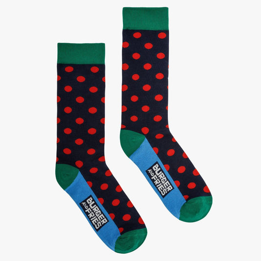 SOCKS BURGER AND FRIES - POIS SOCKS NAVY BLUE / ROSSO FUOCO